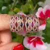 3.5ctw Multicolor Sapphire Rainbow Hoop Earrings