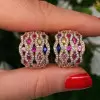 3.5ctw Multicolor Sapphire Rainbow Hoop Earrings