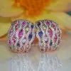 3.5ctw Multicolor Sapphire Rainbow Hoop Earrings