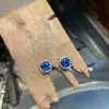11ctw Cushion Cut Blue Sapphire Modern Stud Earrings