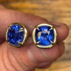 11ctw Cushion Cut Blue Sapphire Modern Stud Earrings