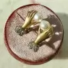 7MM Pearl Sandblasted Love Hands Stud Earrings