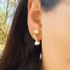 7MM Pearl Sandblasted Love Hands Stud Earrings