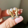 7MM Pearl Sandblasted Love Hands Stud Earrings
