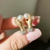 7MM Pearl Sandblasted Love Hands Stud Earrings