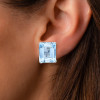 20ctw Emerald Cut Aquamarine Vintage Clip-on Stud Earrings