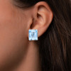 20ctw Emerald Cut Aquamarine Vintage Clip-on Stud Earrings
