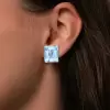 20ctw Emerald Cut Aquamarine Vintage Clip-on Stud Earrings