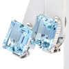 20ctw Emerald Cut Aquamarine Vintage Clip-on Stud Earrings