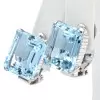 20ctw Emerald Cut Aquamarine Vintage Clip-on Stud Earrings