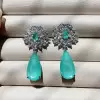 18ctw Pear Cut Green Blue Paraiba Drop Earrings