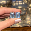20ctw Emerald Cut Aquamarine Vintage Clip-on Stud Earrings