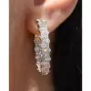 4ctw Round Cut Two-Row In-out Cluster Hoop Earrings