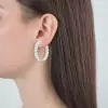 4ctw Round Cut Two-Row In-out Cluster Hoop Earrings