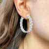 4ctw Round Cut Two-Row In-out Cluster Hoop Earrings