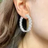 4ctw Round Cut Two-Row In-out Cluster Hoop Earrings