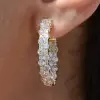 4ctw Round Cut Two-Row In-out Cluster Hoop Earrings