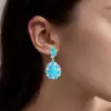20ctw Pear Cut Turquoise Vintage Statement Earrings