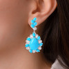 20ctw Pear Cut Turquoise Vintage Statement Earrings