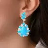 20ctw Pear Cut Turquoise Vintage Statement Earrings
