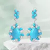 20ctw Pear Cut Turquoise Vintage Statement Earrings