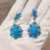 20ctw Pear Cut Turquoise Vintage Statement Earrings
