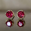 8ctw Round Cut Ruby/Aquamarine Rope Halo Stud Earrings