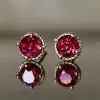 8ctw Round Cut Ruby/Aquamarine Rope Halo Stud Earrings