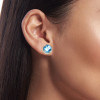 8ctw Round Cut Ruby/Aquamarine Rope Halo Stud Earrings
