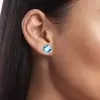 8ctw Round Cut Ruby/Aquamarine Rope Halo Stud Earrings