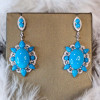 20ctw Oval Cut Turquoise Vintage Statement Earrings