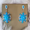 20ctw Oval Cut Turquoise Vintage Statement Earrings