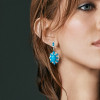 20ctw Oval Cut Turquoise Vintage Statement Earrings
