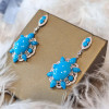 20ctw Oval Cut Turquoise Vintage Statement Earrings