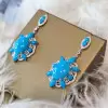 20ctw Oval Cut Turquoise Vintage Statement Earrings