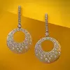Flush Set Sandblasted Hollow Disc Starry Drop Earrings