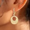 Flush Set Sandblasted Hollow Disc Starry Drop Earrings