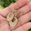 Flush Set Sandblasted Hollow Disc Starry Drop Earrings