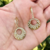 Flush Set Sandblasted Hollow Disc Starry Drop Earrings