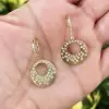 Flush Set Sandblasted Hollow Disc Starry Drop Earrings