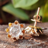 4ctw Round Firework Cut Flower Stud Earrings