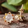 4ctw Round Firework Cut Flower Stud Earrings