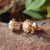 4ctw Round Firework Cut Flower Stud Earrings