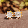 4ctw Round Firework Cut Flower Stud Earrings