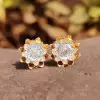 4ctw Round Firework Cut Flower Stud Earrings