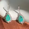 8ctw Pear Cut Paraiba Halo Vintage Drop Earrings