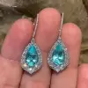 8ctw Pear Cut Paraiba Halo Vintage Drop Earrings