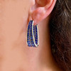 24ctw Invisible Set Blue Sapphire Inside-out Hoop Earrings