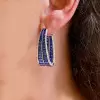 24ctw Invisible Set Blue Sapphire Inside-out Hoop Earrings