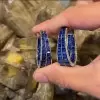 24ctw Invisible Set Blue Sapphire Inside-out Hoop Earrings